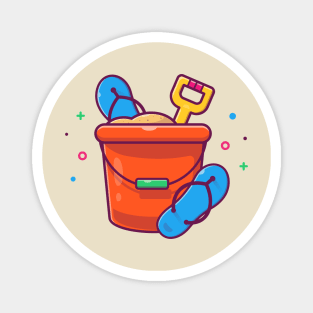 Bucket Sand With Sandals Cartoon Magnet